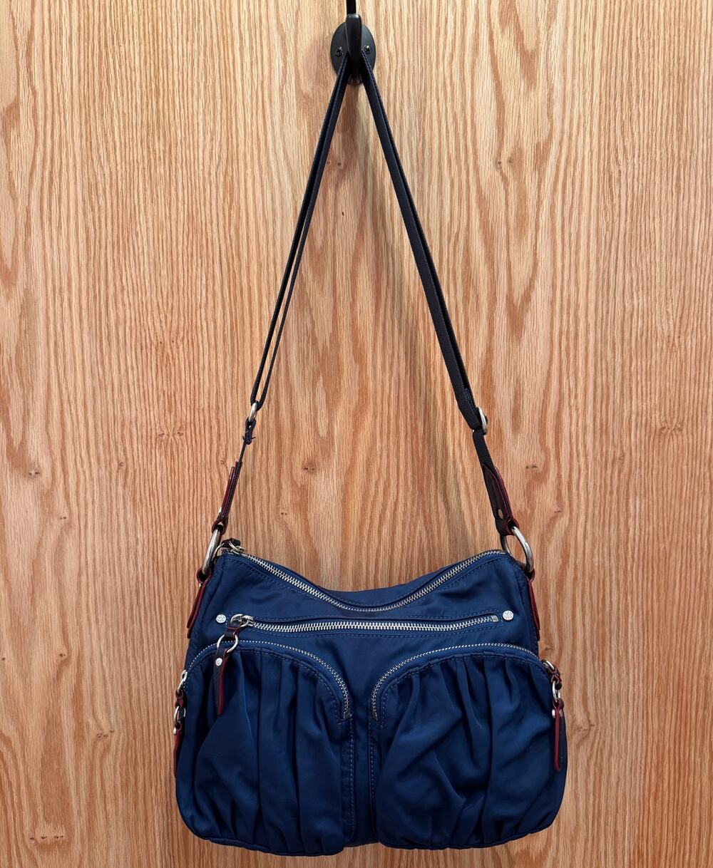 MZ Wallace Paige Crossbody Convertible Purse Bag Navy Blue